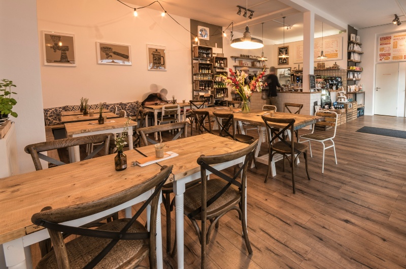 A quiet coworking spot in a coffee shop