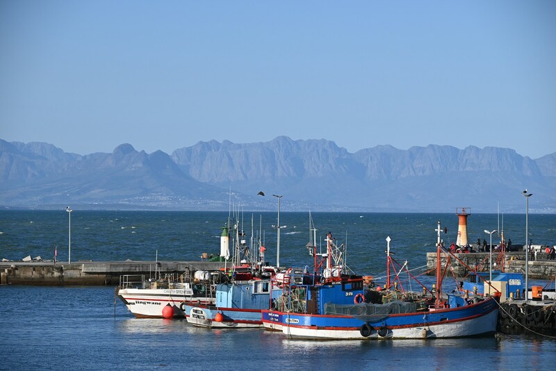 Fishing boats anchored on the docks in Kalk Bay Cape Town
