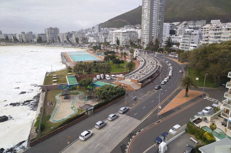 Oceanfront with swimming pools and a children's playground